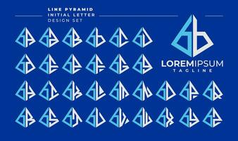 linje abstrakt pyramid första små bokstäver brev b bb logotyp design uppsättning vektor