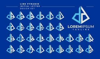 linje abstrakt pyramid första små bokstäver brev d dd logotyp design uppsättning vektor