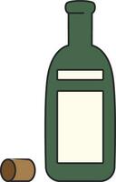 Wein Flasche und Kork Symbol. eben Farbe Design. Vektor Illustration.