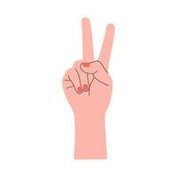 Hand zeigen Frieden Geste. süß eben Symbol. Vektor Illustration isoliert auf Weiß Hintergrund.