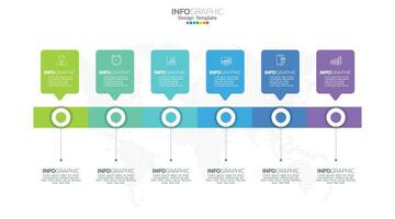 tidslinje infographic vektor med 6 steg kan vara Begagnade för arbetsflöde layout diagram årlig Rapportera webb design.
