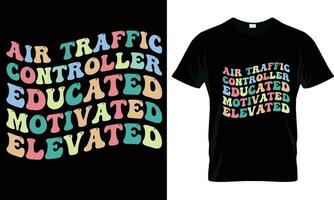 Luft der Verkehr Regler T-Shirt Design Grafik. vektor