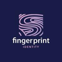 premie fingeravtryck logotyp, mänsklig identitet design enkel linje modell mall illustration vektor