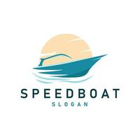 Geschwindigkeit Boot Logo Vektor Meer Schiff Segelboot Design zum Schiff Unternehmen Schablone Illustration