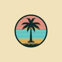 tropisch Insel Konzept Logo Design Vektor mit Palme Baum
