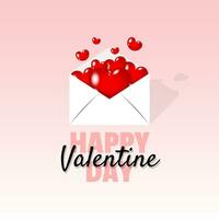 Lycklig valentine dag affisch med kärlek kommer ut av de kuvert vektor