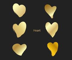 goldene Herzen. handgezeichnete herzbürsten. handbemalte Herzform. Symbol der Liebe Valentinstag Hochzeitskarten. Vektor-Illustration vektor