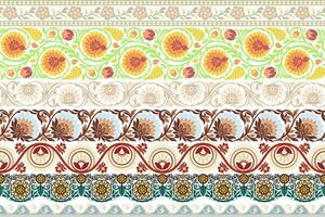 uppsättning blommig sömlös bakgrund geometrisk etnisk orientalisk ikat sömlös mönster traditionell design för bakgrund, matta, tapeter, kläder, inslagning, batik, tyg, vektor illustration broderi stil.