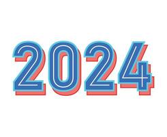 glücklich Neu Jahr 2024 abstrakt Blau und rot Grafik Design Vektor Logo Symbol Illustration