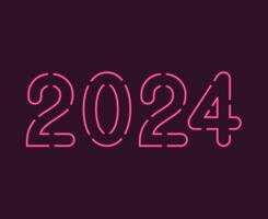 glücklich Neu Jahr 2024 abstrakt Rosa Grafik Design Vektor Logo Symbol Illustration mit lila Hintergrund