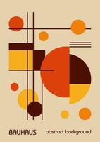 minimal Herbst Orange Farben Jahrgang 20er Jahre geometrisch Design Poster, Mauer Kunst, Vorlage, Layout mit Primitive Formen Elemente. Bauhaus Muster Hintergrund, Kreis, Dreieck und Platz Linie Kunst vektor