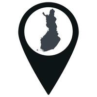 schwarz Zeiger oder Stift Ort mit Finnland Karte innen. Karte von Finnland vektor