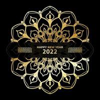 Frohes neues Jahr Banner oder Kartenvorlage mit Luxus Mandala vektor