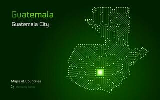 guatemala Karta med en huvudstad av guatemala stad visad i en mikrochip mönster. e-förvaltning. tsmc. värld länder vektor Kartor. mikrochip serier