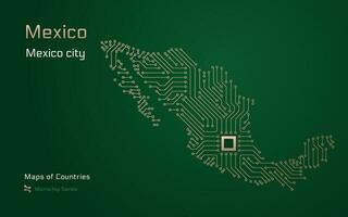 mexico Karta med en huvudstad av mexico stad visad i en mikrochip mönster. e-förvaltning. värld länder vektor Kartor. mikrochip serier