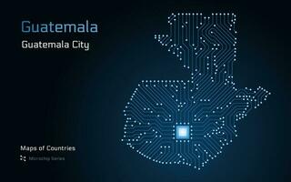 guatemala Karta med en huvudstad av guatemala stad visad i en mikrochip mönster. e-förvaltning. tsmc. värld länder vektor Kartor. mikrochip serier