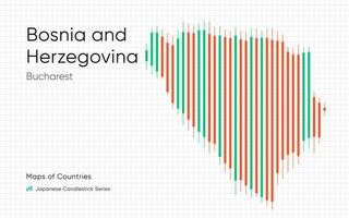 Bosnien und Herzegowina Karte ist gezeigt im ein Diagramm mit Riegel und Linien. japanisch Leuchter Diagramm Serie vektor
