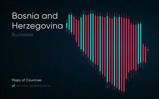 Bosnien und Herzegowina Karte ist gezeigt im ein Diagramm mit Riegel und Linien. japanisch Leuchter Diagramm Serie vektor