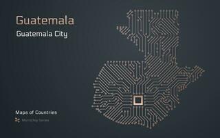 guatemala Karta med en huvudstad av guatemala stad visad i en mikrochip mönster. e-förvaltning. tsmc. värld länder vektor Kartor. mikrochip serier