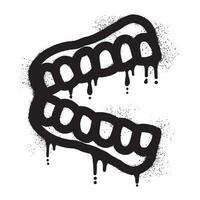 Zahnersatz Graffiti gezeichnet mit schwarz sprühen Farbe vektor