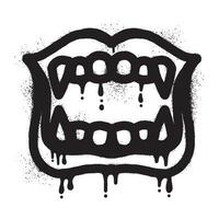 de barong tänder mun graffiti var dragen med svart spray måla vektor