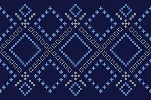 Indigo Marine Blau geometrisch traditionell ethnisch Muster Ikat nahtlos Muster Rand abstrakt Design zum Stoff drucken Stoff Kleid Teppich Vorhänge und Sarong aztekisch afrikanisch indisch indonesisch vektor