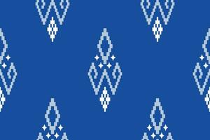 Indigo Marine Blau geometrisch traditionell ethnisch Muster Ikat nahtlos Muster Rand abstrakt Design zum Stoff drucken Stoff Kleid Teppich Vorhänge und Sarong aztekisch afrikanisch indisch indonesisch vektor