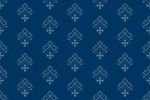 Indigo Marine Blau geometrisch traditionell ethnisch Muster Ikat nahtlos Muster Rand abstrakt Design zum Stoff drucken Stoff Kleid Teppich Vorhänge und Sarong aztekisch afrikanisch indisch indonesisch vektor