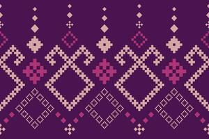 lila Kreuz Stich traditionell ethnisch Muster Paisley Blume Ikat Hintergrund abstrakt aztekisch afrikanisch indonesisch indisch nahtlos Muster zum Stoff drucken Stoff Kleid Teppich Vorhänge und Sarong vektor