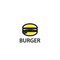 burger logotyp linje stil, Sol ikon illustration vektor