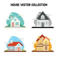 hus vektor premie platt stil uppsättning av fyra i annorlunda färger grafik