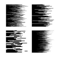 hastighet rader. linje lutning mönster, horisontell vit och svart rörelse grafisk. svartvit abstrakt halvton pixel textur, komisk bok effekt vektor uppsättning