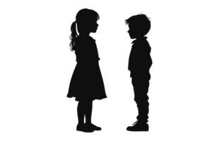 en pojke och flicka silhuett vektor isolerat på en vit bakgrund