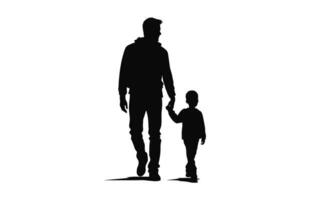 ein Vater mit Sohn Silhouette Vektor isoliert auf ein Weiß Hintergrund