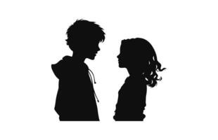 ein Junge und Mädchen Silhouette Vektor isoliert auf ein Weiß Hintergrund