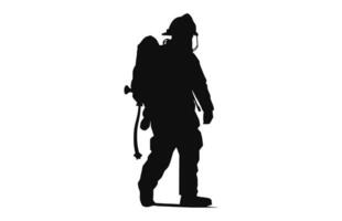 ein Feuerwehrmann schwarz Silhouette Vektor