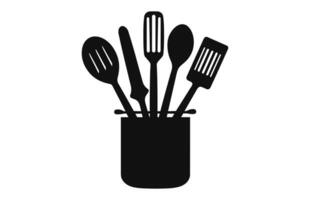 Küche Werkzeug Silhouette Satz, Küche Werkzeuge schwarz Vektor Sammlung kostenlos