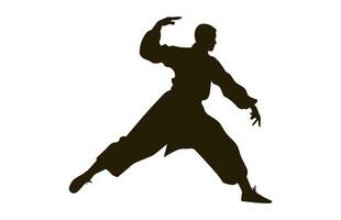 ein tai Chi Pose schwarz Silhouette Vektor isoliert auf ein Weiß Hintergrund