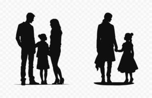 einstellen von Familie Silhouetten Vektor, Elternteil und Kinder schwarz Silhouette Clip Art bündeln vektor