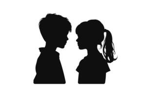 ein Junge und Mädchen Silhouette Vektor isoliert auf ein Weiß Hintergrund