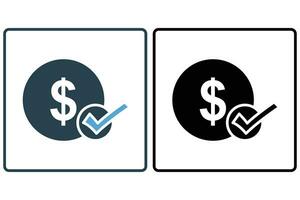 kolla upp mark med dollar tecken. ikon relaterad till finansiera Framgång. fast ikon stil. element illustration vektor