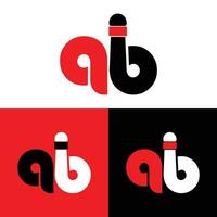 ein b Logo, ab Brief Logo Design mit schwarz und rot Farbe vektor