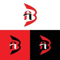 ein b Logo, ab Brief Logo Design mit schwarz und rot Farbe vektor