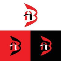 en b logotyp, ab brev logotyp design med svart och röd Färg vektor