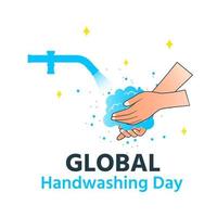 Welthändewaschtag öffnet Wasser zum Händewaschen vektor