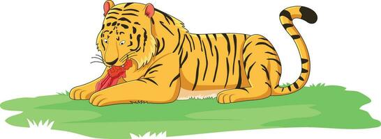 tiger äter kött vektor illustration