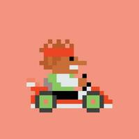 Pixel Kunst von ein Mann Fahren ein Kart vektor