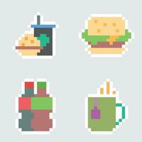 Pixel Fast Food Symbole einstellen vektor