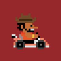 Pixel Kunst von ein Mann Fahren ein Kart vektor