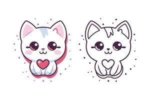 Valentinstag Tag kawaii Katze Symbol Vektor